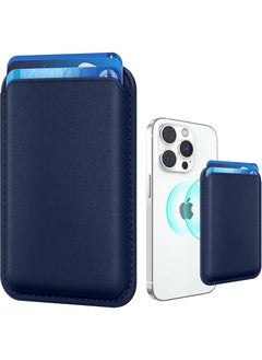 Theodor Mag-Safe Wallet Compatible with iPhone 16,15,14 & iPhone 13 Pro Max – Mag Safe Secure Credit Card Holder – Vegan Leather. Magnetic Card Wallet Holder Navy Blue  - Image 1
