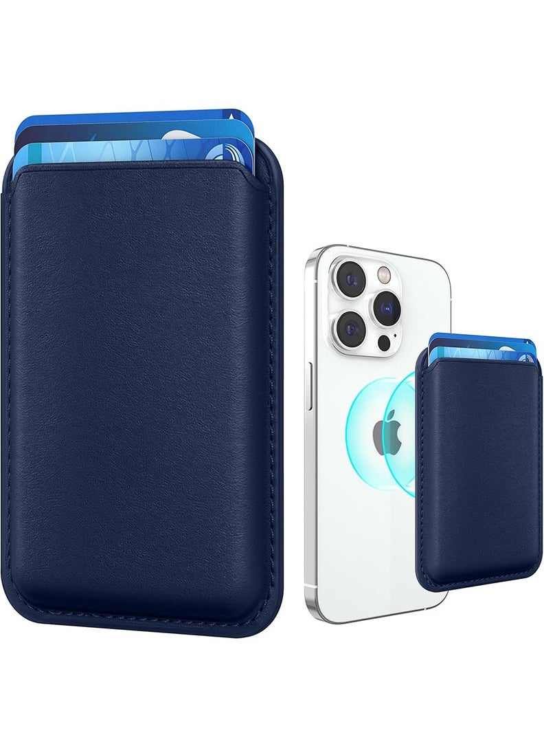 Theodor Mag-Safe Wallet Compatible with iPhone 16,15,14 & iPhone 13 Pro Max – Mag Safe Secure Credit Card Holder – Vegan Leather. Magnetic Card Wallet Holder Navy Blue  - Image 1