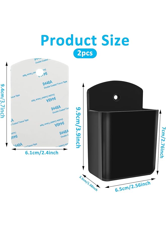 erorex 2 Packs Universal Remote Control Holders Self Adhesive Tv Air Conditioner Remote Control Holder Wall Mount Storage Box Organizer Wall Pen Holder Stroage For Home Office School Black - Image 2