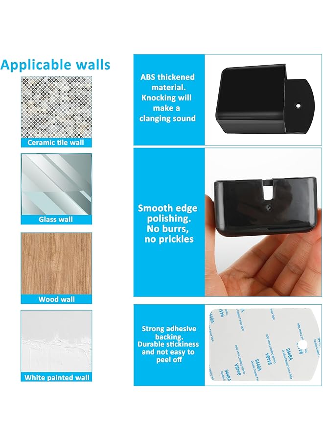 erorex 2 Packs Universal Remote Control Holders Self Adhesive Tv Air Conditioner Remote Control Holder Wall Mount Storage Box Organizer Wall Pen Holder Stroage For Home Office School Black - Image 3