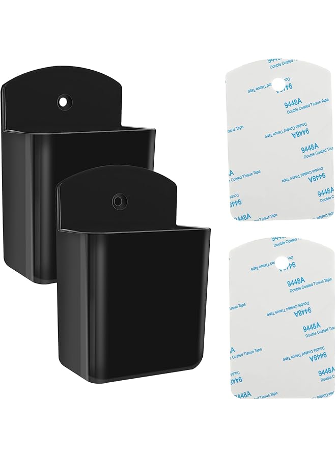 erorex 2 Packs Universal Remote Control Holders Self Adhesive Tv Air Conditioner Remote Control Holder Wall Mount Storage Box Organizer Wall Pen Holder Stroage For Home Office School Black - Image 1