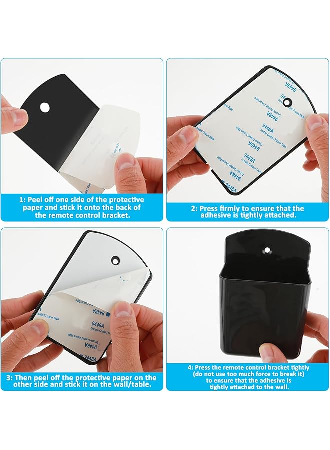 erorex 2 Packs Universal Remote Control Holders Self Adhesive Tv Air Conditioner Remote Control Holder Wall Mount Storage Box Organizer Wall Pen Holder Stroage For Home Office School Black - Image 4