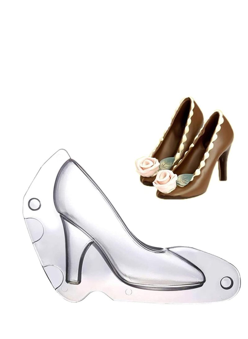 Barakah Chocolate High Heels Shoe Mold Set, Polycarbonate Stiletto Heels, Candy Cake Fondant Mold, Wedding Bridal Shower Favors Birthday Party Cake Decorating Tools Large Size Flat High Heel - Image 1