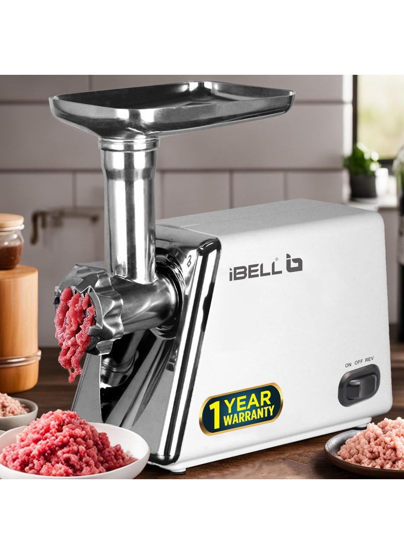 iBELL iBELL Stainless Steel Mt1750Y Meat Grinder, 1800W, Heavy Duty Mincer Machine For Mincing/Chopping Meat, Keema/Sausage/Kebab Maker (Silver)  - Image 1