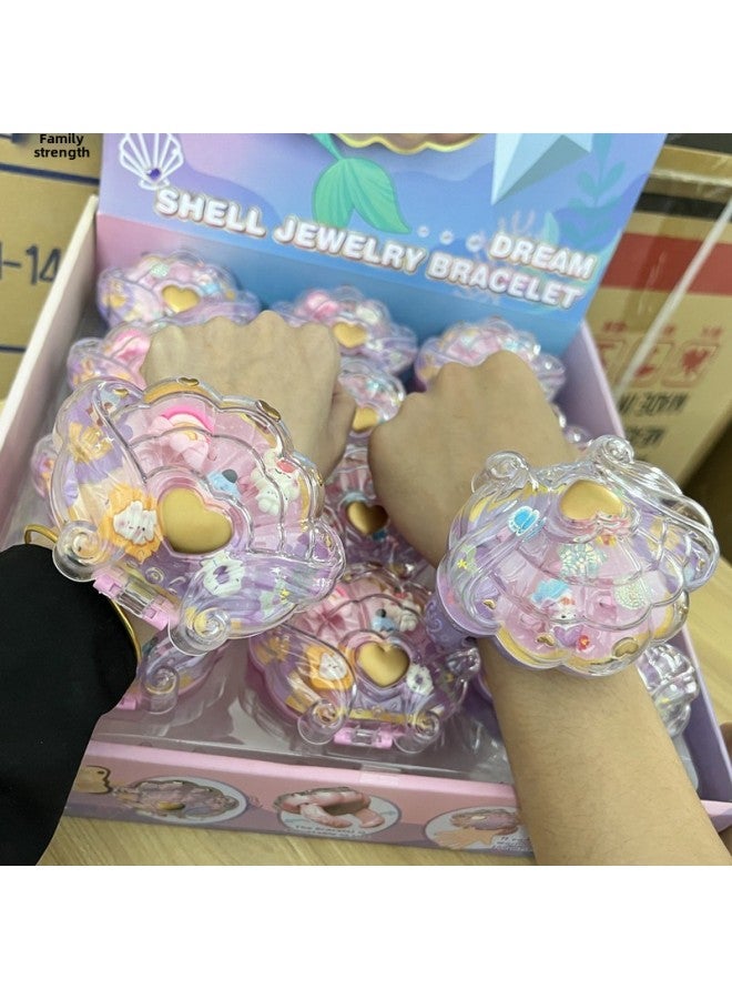 Girls Princess Shell Bracelet Jewelry Box Play Toys Simulation Mermaid Ring Jewelry Treasure Box Toys-Colour:Mermaid Ring Bracelet (12 Pieces In A Display Box) - Image 3