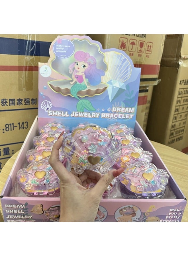 Girls Princess Shell Bracelet Jewelry Box Play Toys Simulation Mermaid Ring Jewelry Treasure Box Toys-Colour:Mermaid Ring Bracelet (12 Pieces In A Display Box) - Image 5