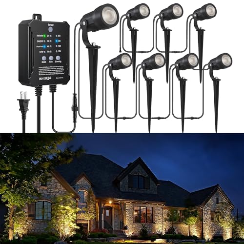 COLOER All-in-One Low Voltage Landscape Lighting Kit, 8 Pack 5W Die-cast Aluminum Landscape Lights with Transformer and Connectors, IP65 Waterproof Outdoor Spot Lights for Pathway Yard Garde - Image 1
