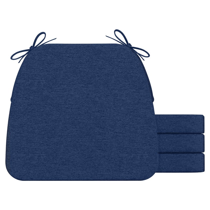 AAAAAcessories DShaped Chair Cushions 2 Thick Dining Chair Pads with Ties and Removable MachineWashable Cover 17 x 16 Set of 2 Dark Grey