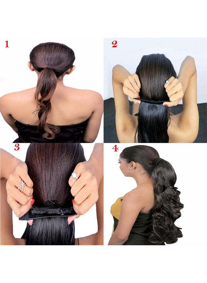 KIS Beautiful Snapon Ponytail Hair Extension (2 in 1) Natural Human Hair Blend Salon-Quality Voluminous Luxurious Customizable | Tangle Free Hair (23 Inch Length So3 Natural Brown Curly) - Image 4