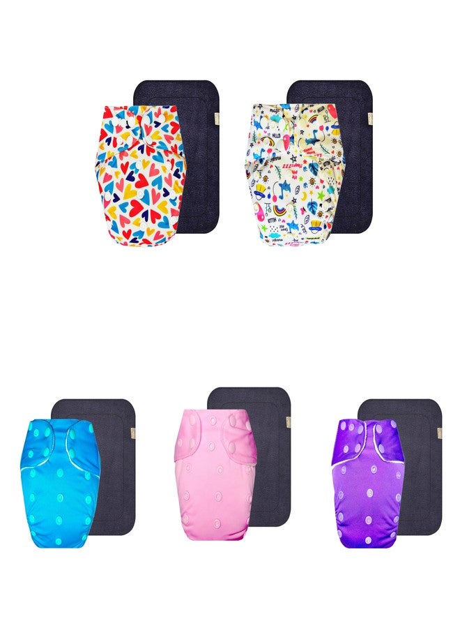 حفاضات دمبلدو القماشية الممتازة مع حشوة رمادية (عبوة من 5) | شعور بالجفاف والراحة | تهوية جيدة | أزرار كبس قابلة للتعديل | موثوق بها من قبل الأمهات | من 3 أشهر إلى 3 سنوات | للجنسين - Image 1