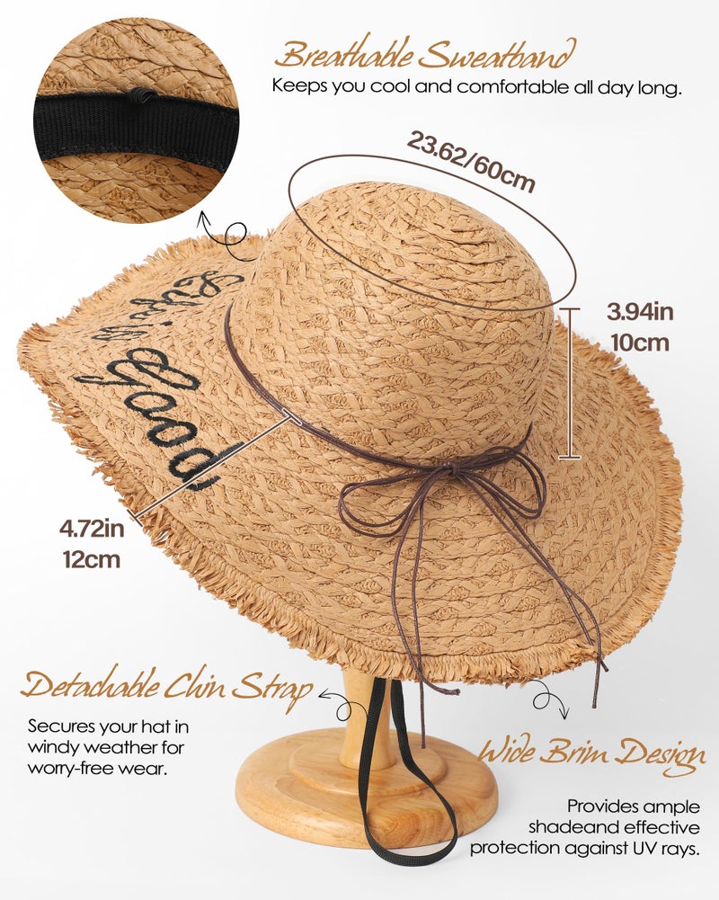 Loiyadn Sun Hats for Women Beach Hats for Women Packable Foldable Wide Brim Womens Sun Hat UPF 80+ - Khaki - Image 3
