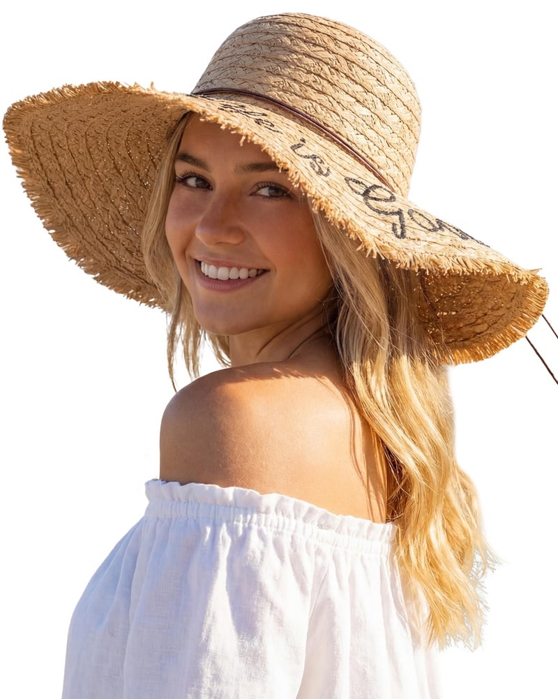 Loiyadn Sun Hats for Women Beach Hats for Women Packable Foldable Wide Brim Womens Sun Hat UPF 80+ - Khaki - Image 1