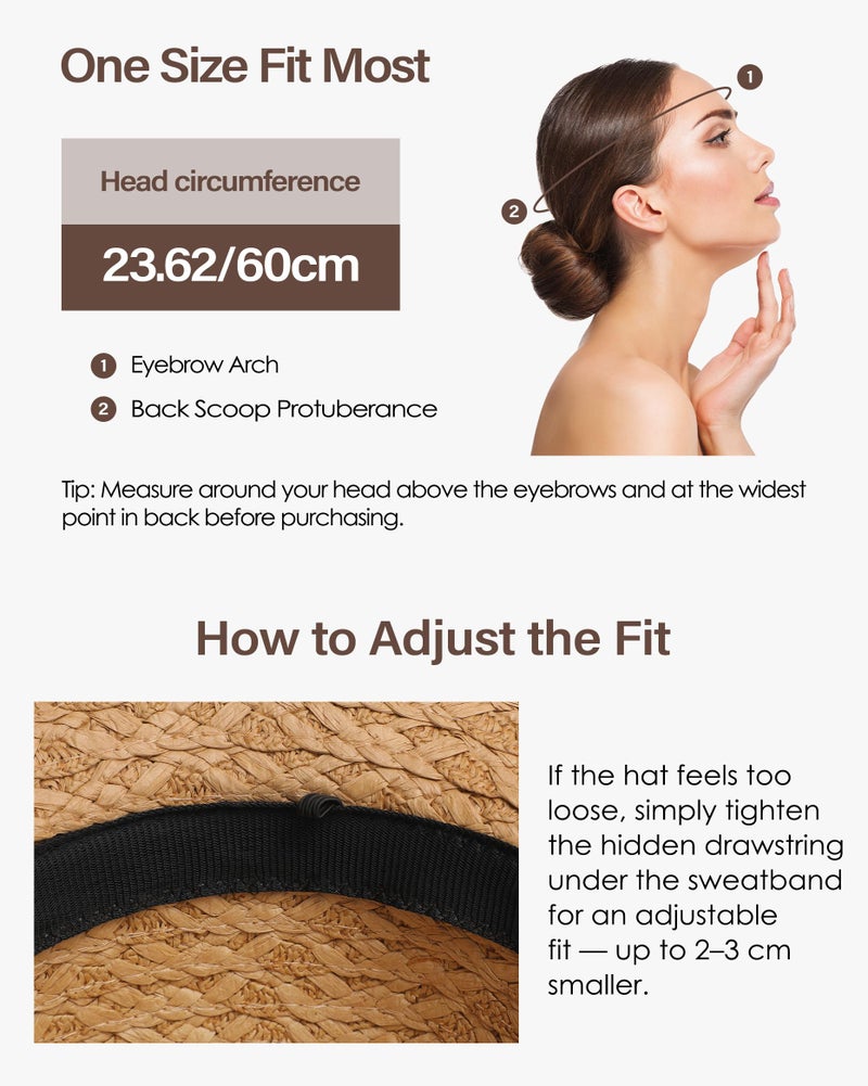 Loiyadn Sun Hats for Women Beach Hats for Women Packable Foldable Wide Brim Womens Sun Hat UPF 80+ - Khaki - Image 5