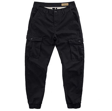 New Outdoor Wear-resistant Special Forces Training Pants Retro Cotton Antique Wash Black Loose Sports Cropped Pants Black - Image 1