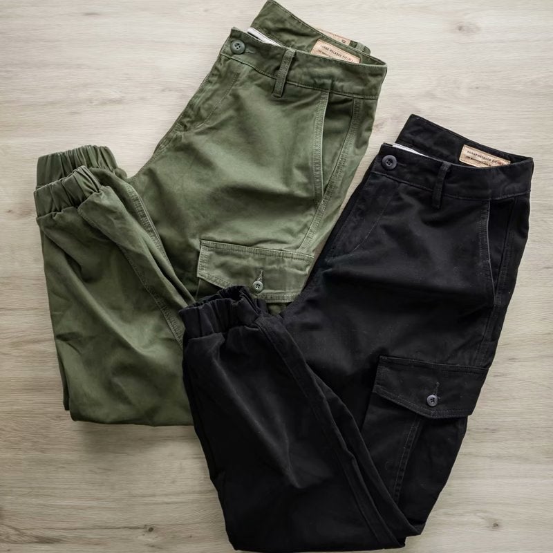 New Outdoor Wear-resistant Special Forces Training Pants Retro Cotton Antique Wash Black Loose Sports Cropped Pants Black - Image 4