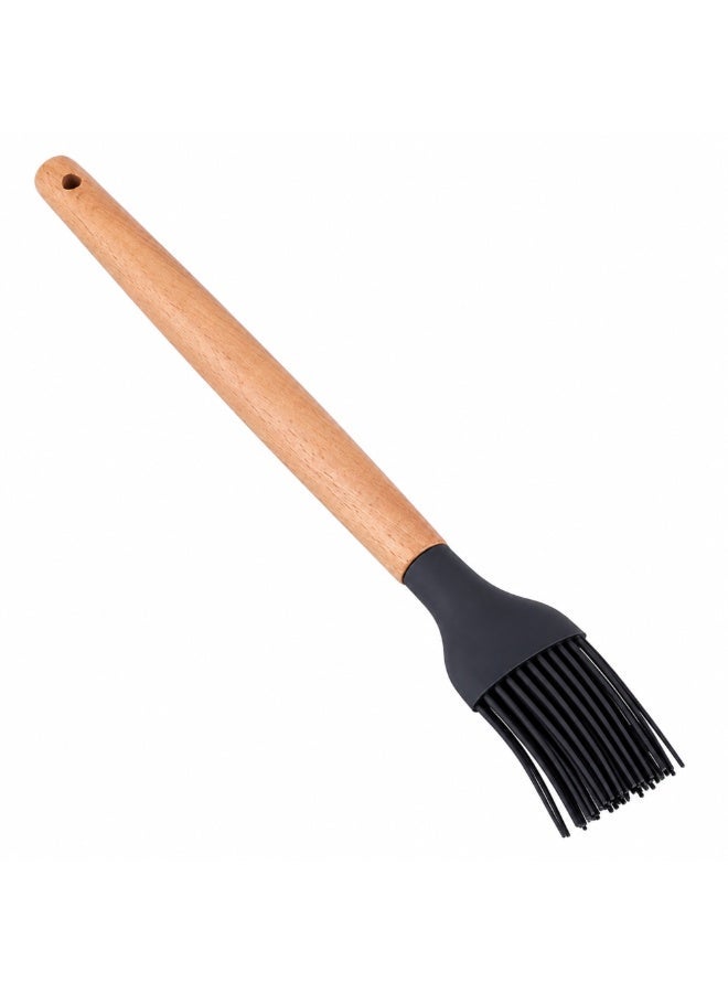 BERAM Silicone Basting Brush with Wooden Handle, 27 cm Heat Resistant Pastry Brush with Flexible Silicone Bristles, Cooking Oil Brush for Baking, BBQ, Grilling, Roasting, Marinades & Sauces, Black - Image 1