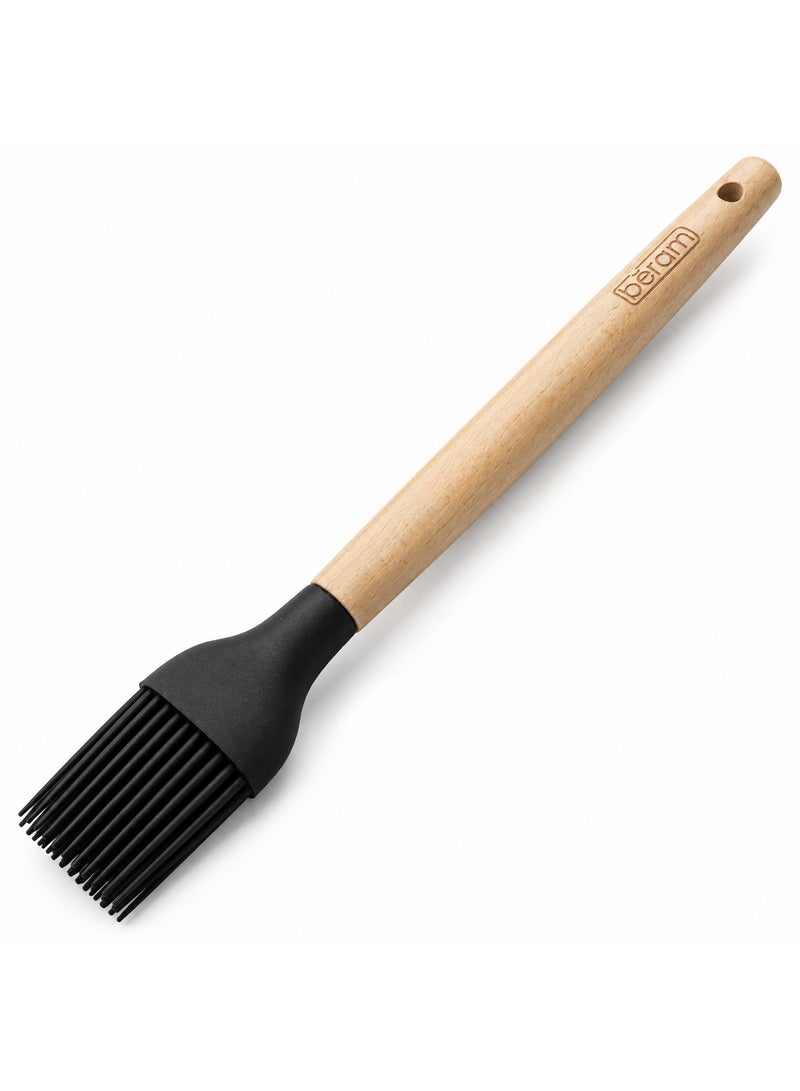 BERAM Silicone Basting Brush for Cooking, Baking & BBQ, Heat Resistant Pastry Brush with Natural Wooden Handle, Flexible Food Grade Silicone Bristles, Oil Butter Sauce Marinade Brush for Grilling, Black - Image 1