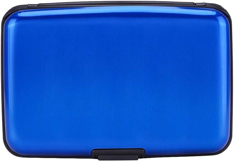 ELFISH RFID Blocking Credit Card Protector Aluminum ID Case Hard Shell Business Card Holders Metal Wallet for Men or Women (blue) - Image 1