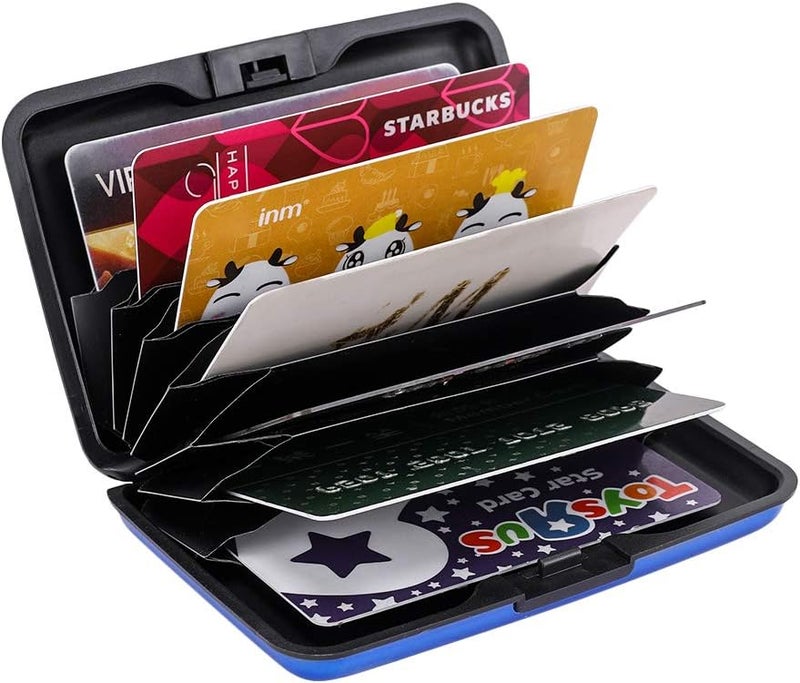 ELFISH RFID Blocking Credit Card Protector Aluminum ID Case Hard Shell Business Card Holders Metal Wallet for Men or Women (blue) - Image 5