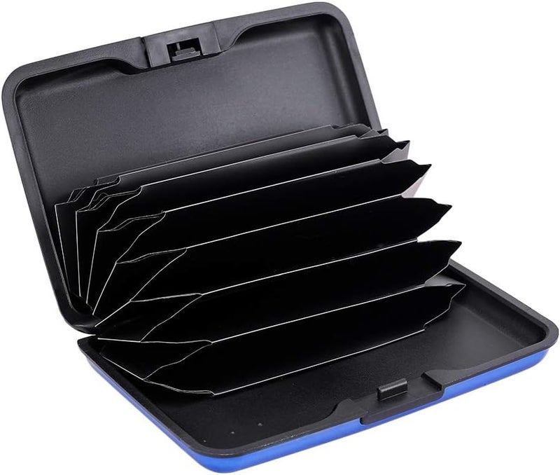 ELFISH RFID Blocking Credit Card Protector Aluminum ID Case Hard Shell Business Card Holders Metal Wallet for Men or Women (blue) - Image 2