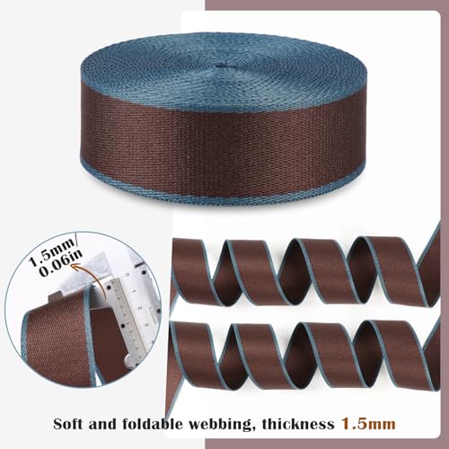 PECMER Webbing 1.5 Inch- 6 Yards Polyester 1.5 Webbing Strap Dark Brown Blue for Bags-Cotton Webbing 1.5 Inch for Purse Straps Ribbon 1 1/2 inch (Dark Brown Blue) - Image 3