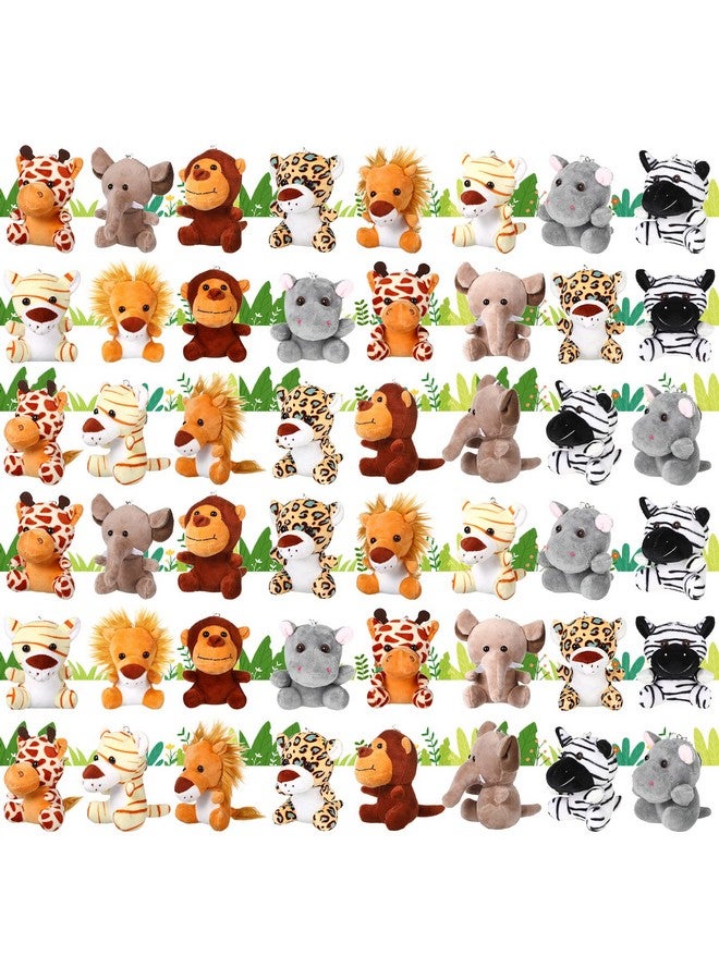 Leitee 48 Pack Mini Plush Animals Toys Set 4.7 Inch Stuffed Animal Keychain Small Goodie Bag Fillers for Easter Hunts, Valentine, Carnival Prizes, Jungle Party - Image 1
