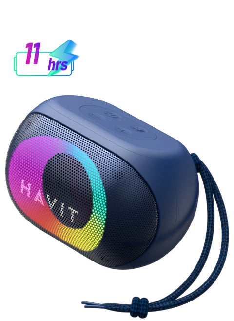 Wireless Waterproof Portable Bluetooth Speaker for Indoor & Outdoor Use, Featuring Immersive Stereo Sound, Colorful RGB Lighting, Hands-Free Calling, and Dynamic Light Effects, Perfect for Parties, Adventures, and Relaxing at Home with Superior Audio Quality- Blue