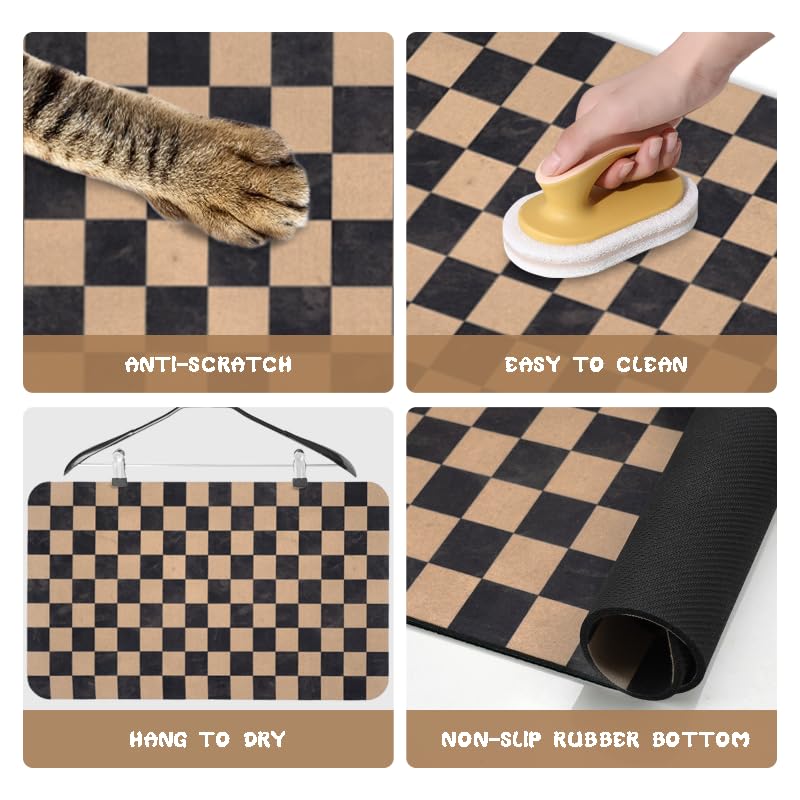 Zoeeya Dog Food Mats for Floors Waterproof, Pet Water Bowl Mats Pet Feeding Absorbent Placemats Plaid 12 * 20 inch - Image 2