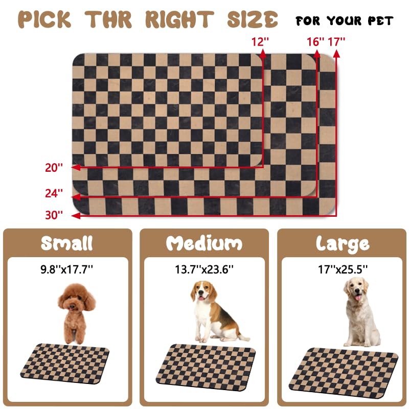 Zoeeya Dog Food Mats for Floors Waterproof, Pet Water Bowl Mats Pet Feeding Absorbent Placemats Plaid 12 * 20 inch - Image 4