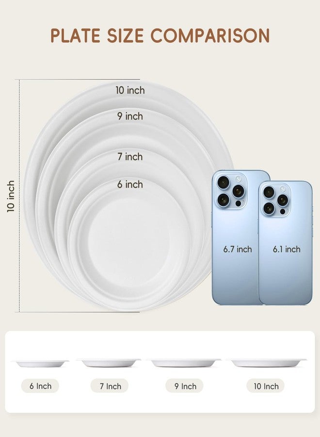 Goodluck 10 Inch White Compostable Paper Plates 100 Pack, 100% FSC Certified Heavy Duty Bagasse Plates, Eco Friendly Disposable Sugarcane Plates for Party, Wedding, BBQ, Catering & Everyday Use - Image 5