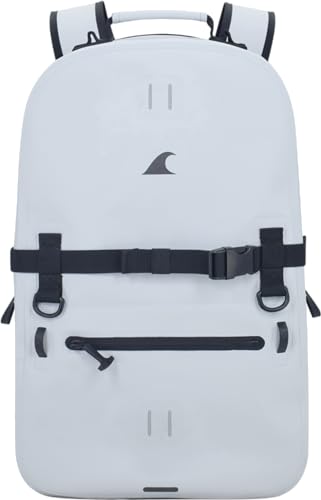 Breakwater Supply™ Fogland Waterproof IP68 Submersible Backpack | Laptop Sleeve & Airtight Zippers for Outdoors, Travel, Boating, Kayaking, Surfing, Floating Dry Bag, Unisex, TPU (Fog White, 25L) - Image 1