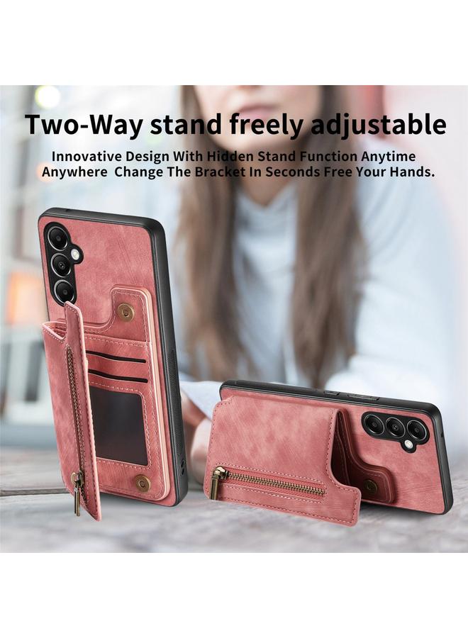 اس-توب جراب خلفي بسحاب من الجلد بتصميم ريترو لهاتف Samsung Galaxy A24 - Image 5