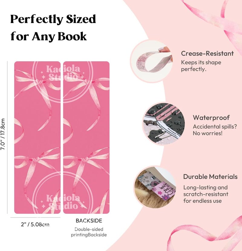 Kaciola Studio 10 PCS Pink Bow Bookmarks,Funny Bookmarks for Women,Double Sided Pink Romance Booklover Gifts,Cute Gifts for Romance Reader Friends Girls - Image 5
