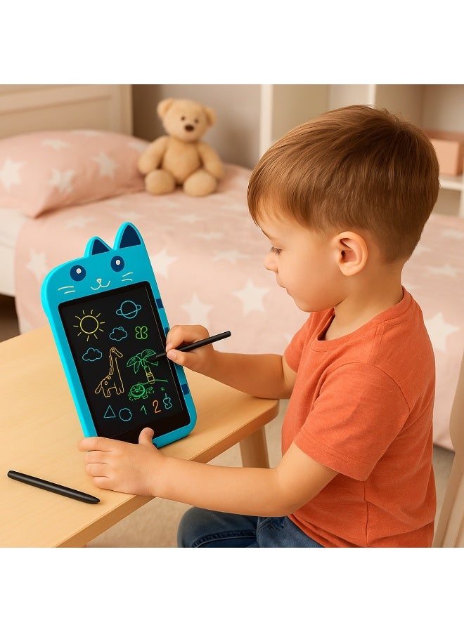 لوح كتابة LCD للأطفال مع قلم ومحو بضغطة وقفل كتابة – شاشة آمنة للعينين لتعلم الرسم والأرقام والحروف، تابلت رسومات تعليمي قابل لإعادة الاستخدام، هدية مناسبة ومفيد للسفر والمنزل والمدرسة- لبني - Image 4