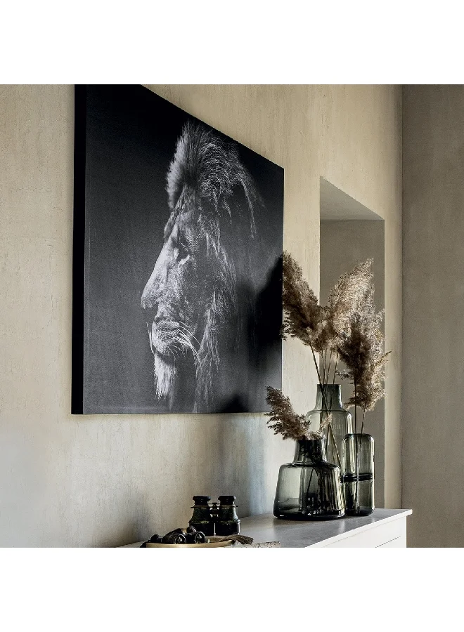 atmosphera Wall Mounted Decorative Easy-Hanging Lion Print Canvas Frame Black and White 78 x 118 cm 158210
