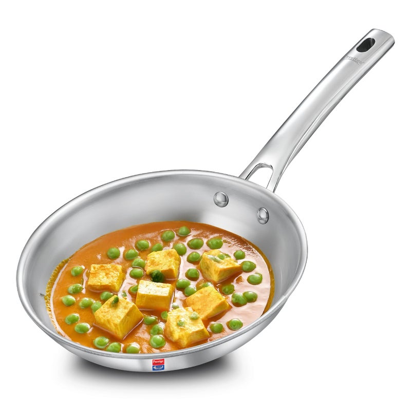 Prestige 18cm/0.8L Tri-Ply Stainless Steel Splendid Fry Pan| Gas and Induction Compatible |Even Heat Distribution| Thick Gauge Tri-Ply Body| 15 Year Warranty - Image 1