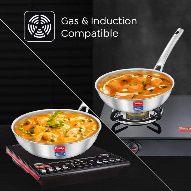 Prestige 18cm/0.8L Tri-Ply Stainless Steel Splendid Fry Pan| Gas and Induction Compatible |Even Heat Distribution| Thick Gauge Tri-Ply Body| 15 Year Warranty - Image 5