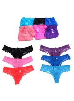 Lace Mix Materials thong Panty Set 6 Pieces