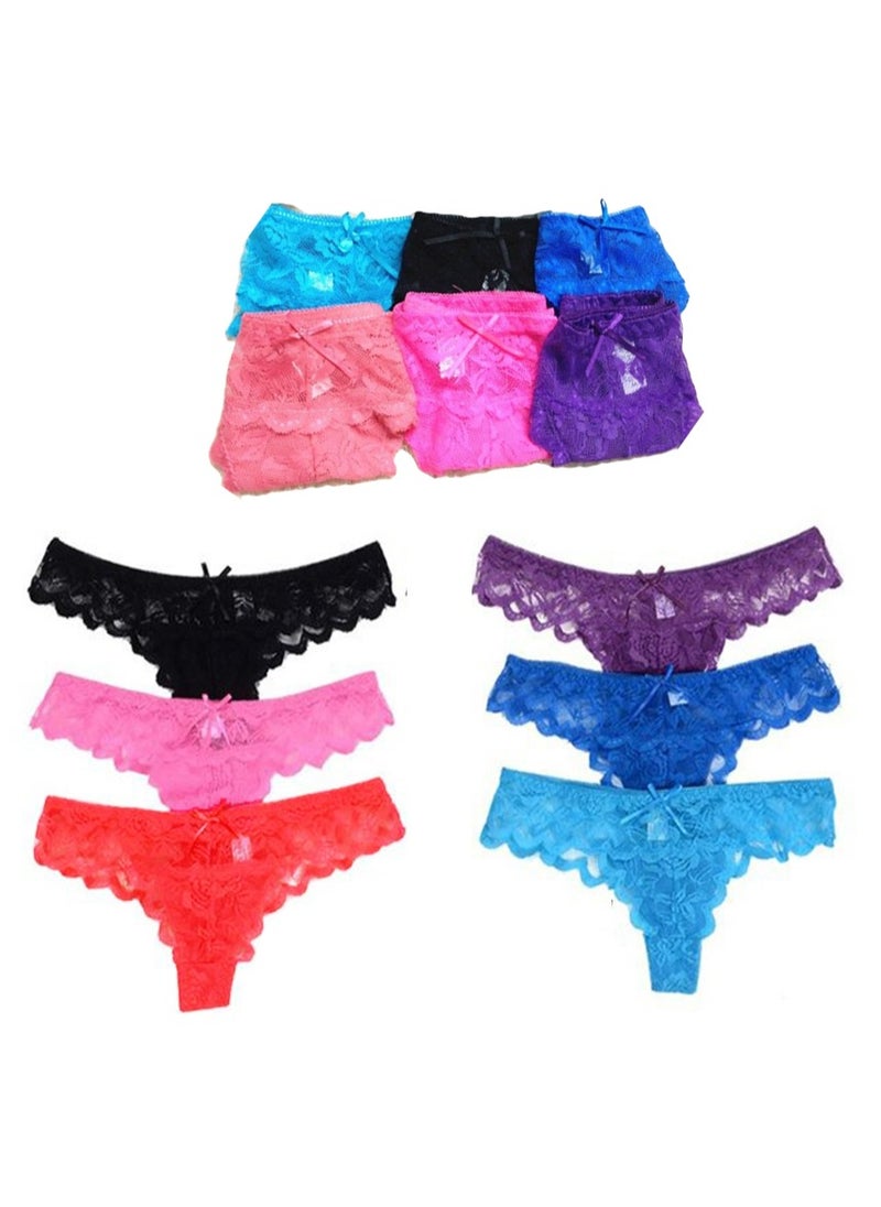 Generic - Lace Mix Materials thong Panty Set 6 Pieces - Image 1