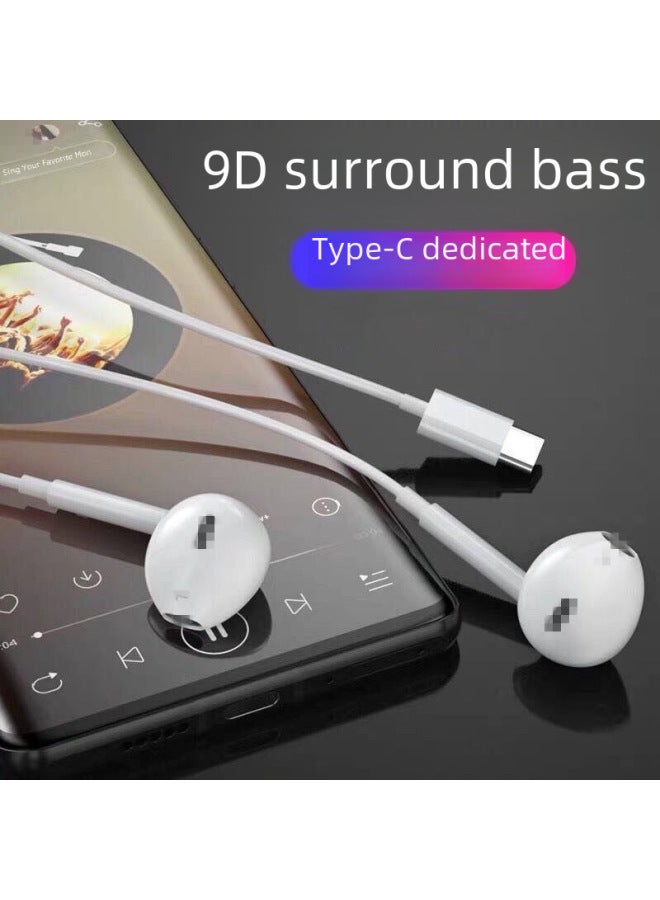 Applicable Typec Wired Headset Huawei Samsung Digital Call Wire Control Headset Typec In-ear Mobile Phone Headset-Color:Simulated White  - Image 2