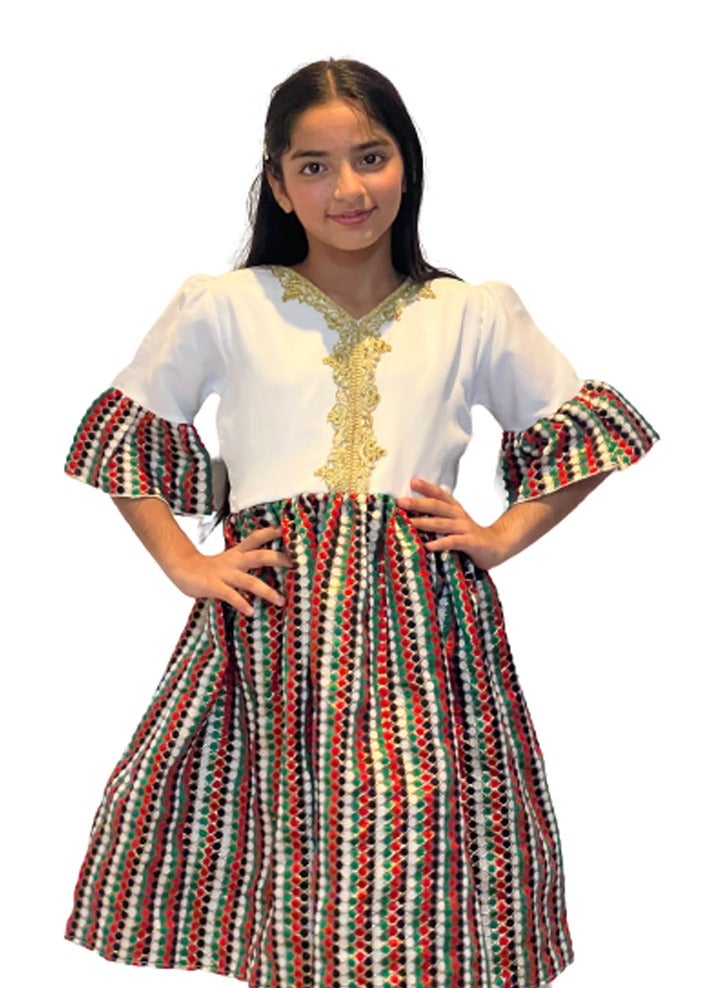 Lamora Traditional Flag Dress national day dress, National day dress UAE, UAE flag day dress, National day clothes  - Image 1