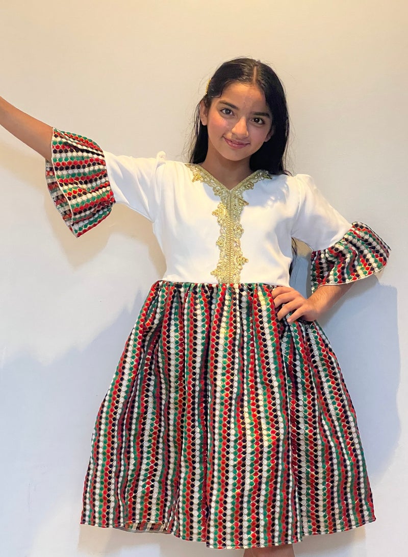 Lamora Traditional Flag Dress national day dress, National day dress UAE, UAE flag day dress, National day clothes  - Image 2