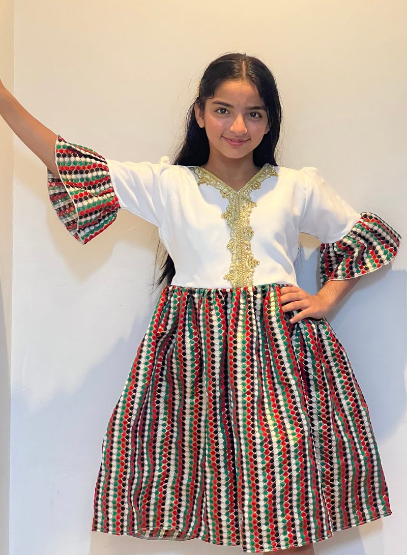 Lamora Traditional Flag Dress national day dress, National day dress UAE, UAE flag day dress, National day clothes  - Image 3