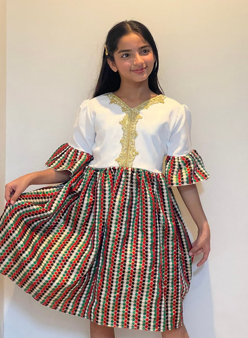 Lamora Traditional Flag Dress national day dress, National day dress UAE, UAE flag day dress, National day clothes  - Image 4