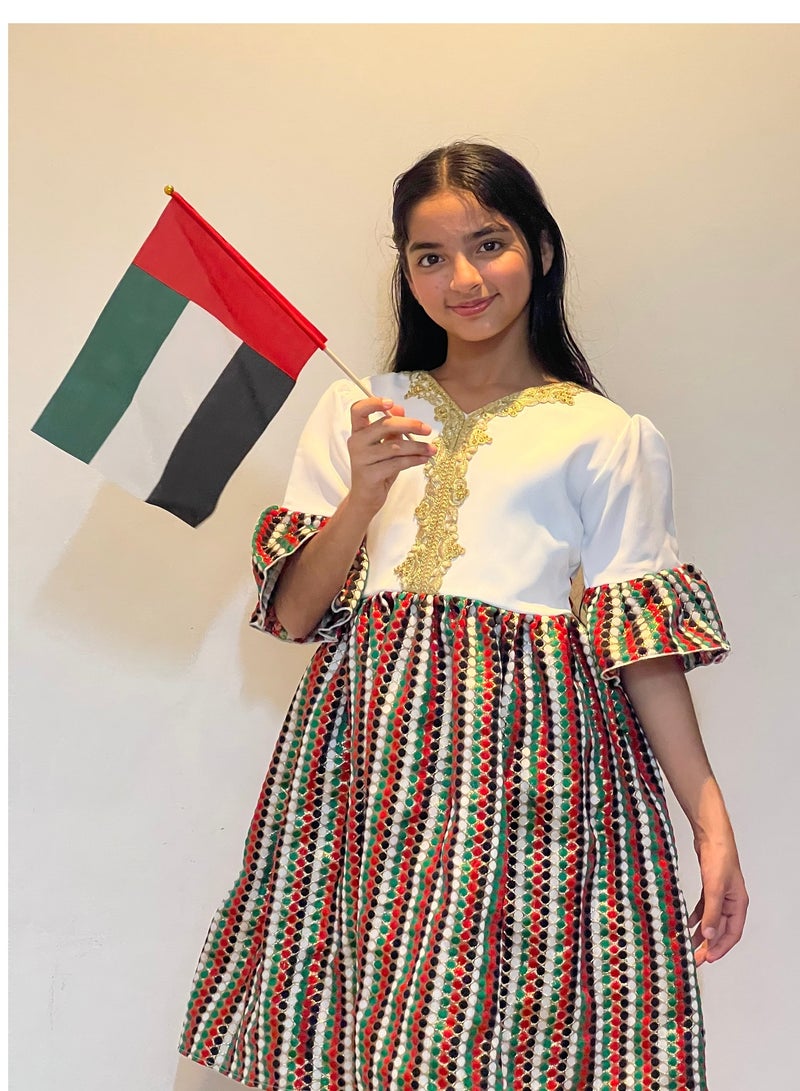 Lamora Traditional Flag Dress national day dress, National day dress UAE, UAE flag day dress, National day clothes  - Image 5