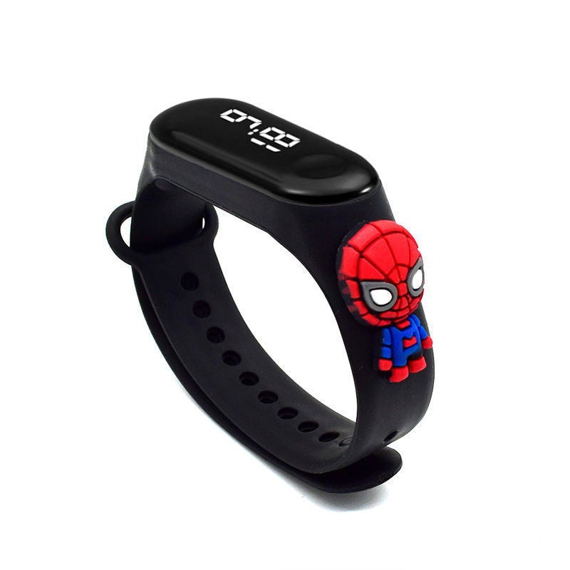 Kids Cartoon LED Touch Watch Waterproof Sports Black Spider-Man 