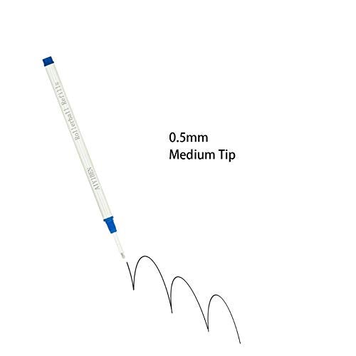 AIYIBEN Rollerball Pen Refills - Smooth Writing German Ink and Fine 0.5 mm Threaded Rolling Ball Refills (5 x Blue) - Image 4