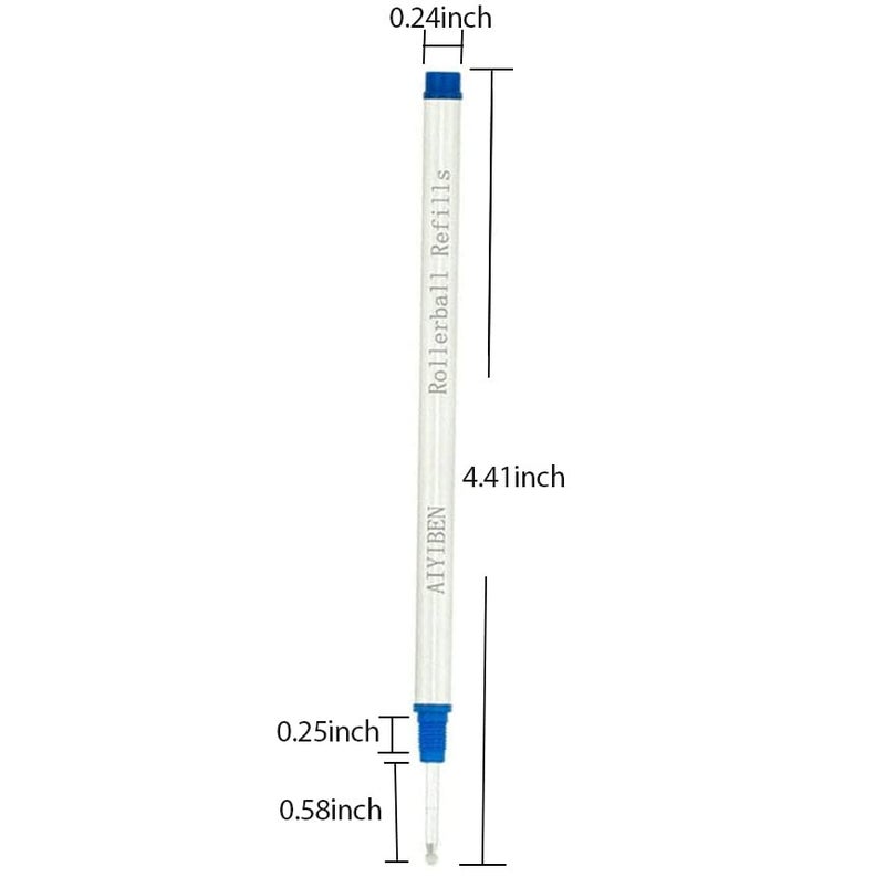 AIYIBEN Rollerball Pen Refills - Smooth Writing German Ink and Fine 0.5 mm Threaded Rolling Ball Refills (5 x Blue) - Image 3