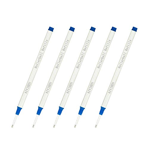 AIYIBEN Rollerball Pen Refills - Smooth Writing German Ink and Fine 0.5 mm Threaded Rolling Ball Refills (5 x Blue) - Image 5