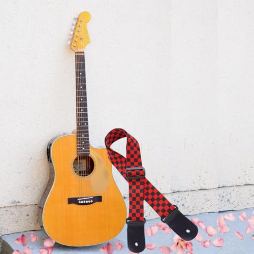 MOCKING BIRD Guitar Strap for Acoustic Adjustable Buckle Electric Guitar Strap Polyester Guitar Belt For Acoustic/Bass/Electric Guitars (Red Chess) - Image 2